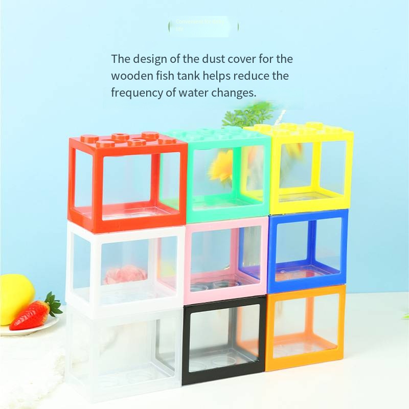 Aquarium Fish In Bowl - Novelty Block‑Shaped Mini Aquarium Desktop Goldfish