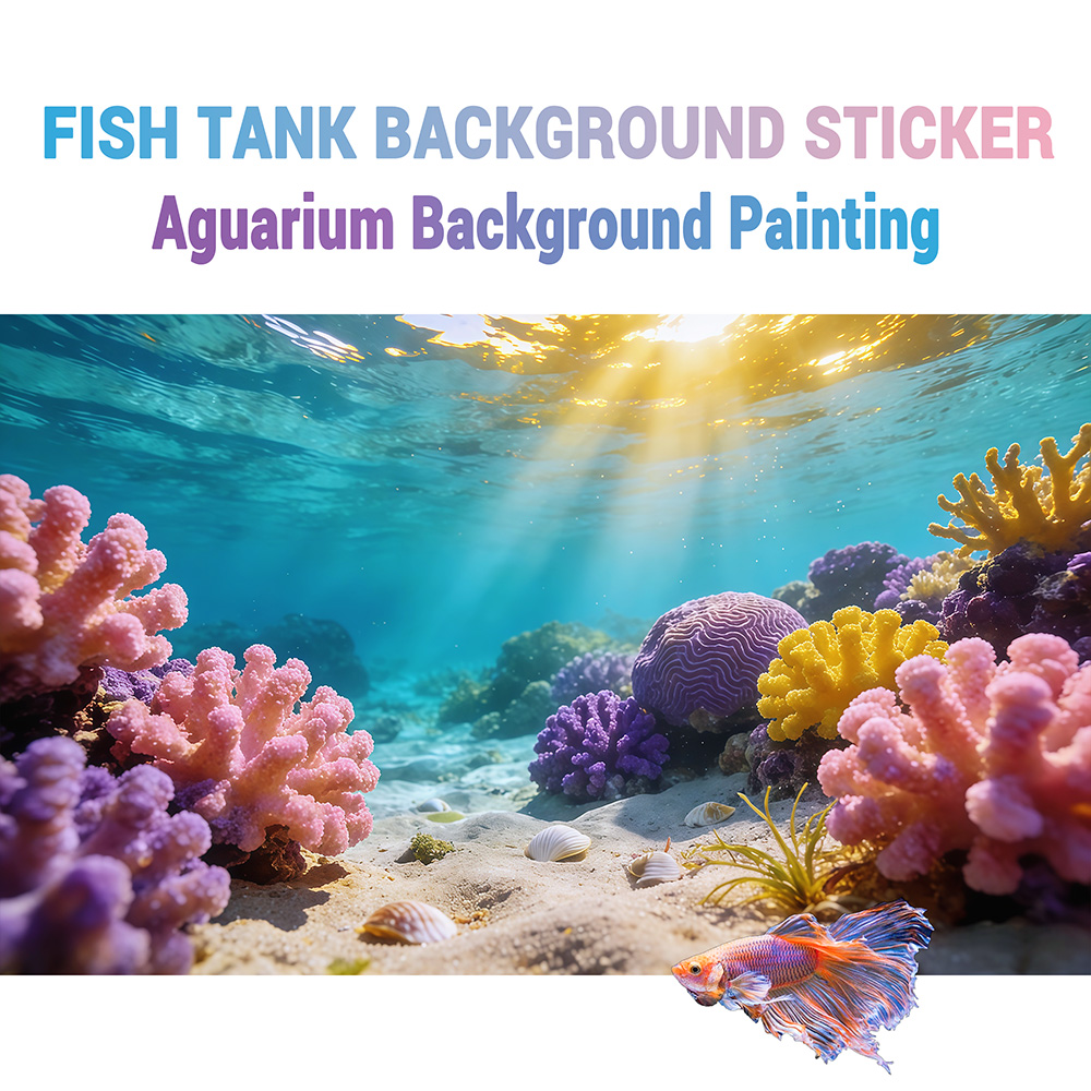 Aquarium Fish Background - Aquarium Background Sticker, Sunshine Coral ,