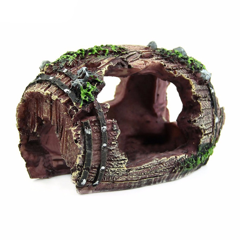 Aquarium Fish Background - Aquarium Artificial Barrel Cave Resin Ornaments